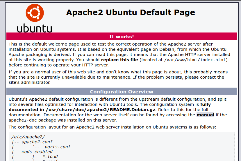 Apache configured successfully 